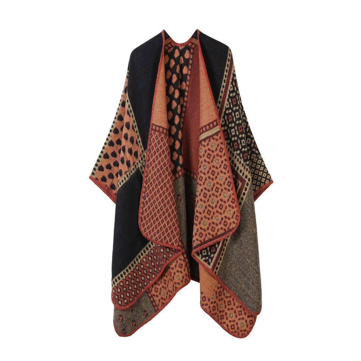 SHAWL SCARF FAUX CASHMERE SLIT CAPE