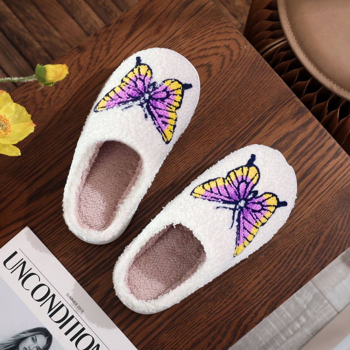 HOME COLORFUL BUTTERFLY COTTON SLIPPERS