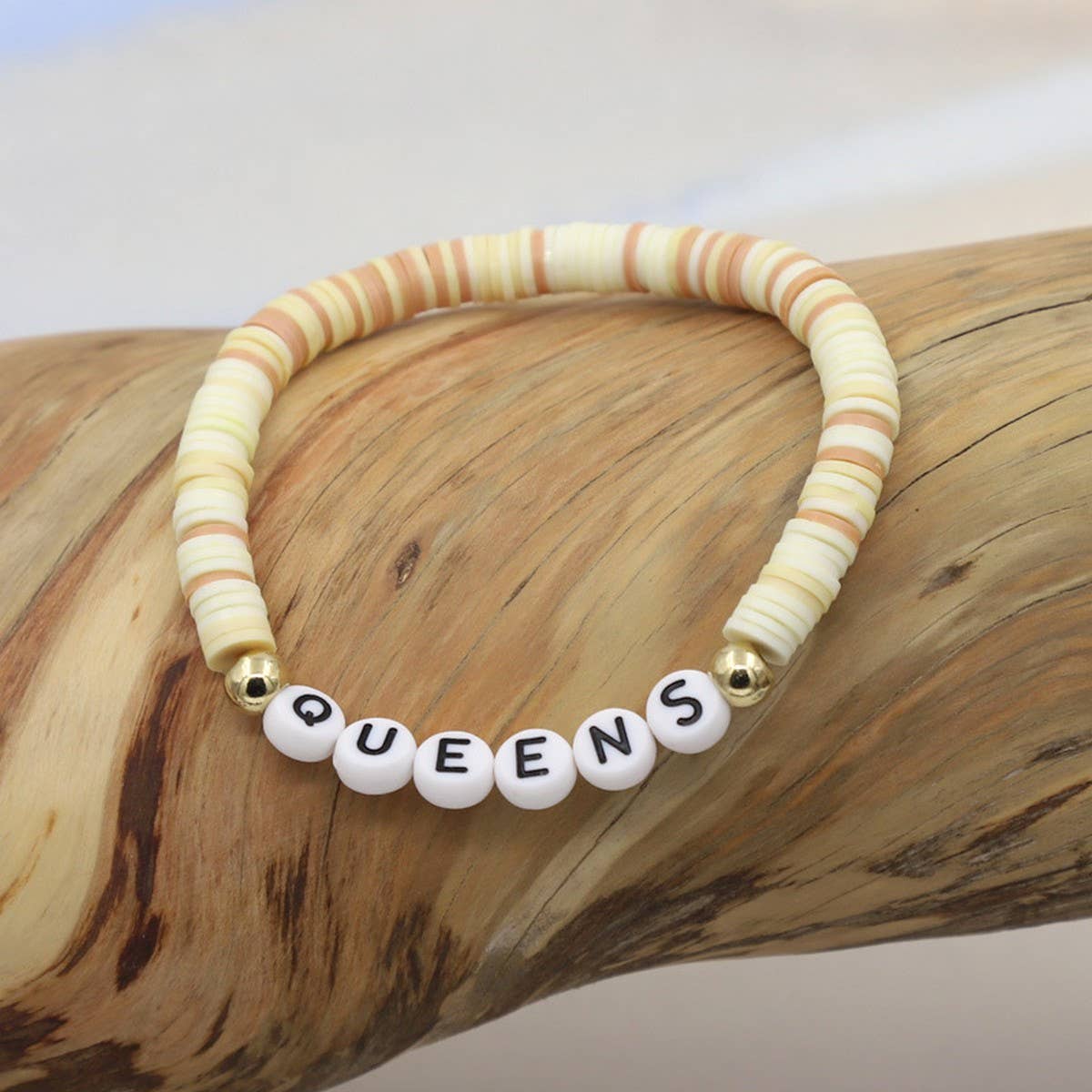 COLORFUL POLYMER CLAY LETTER BEADED BRACELET