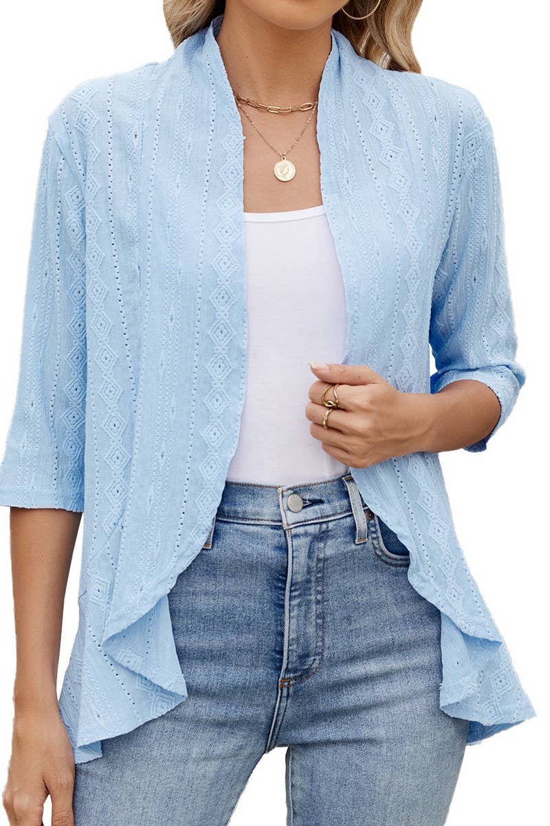 CWOCAS0060_SUMMER LOOSE MID SLEEVE BUTTON SHIRT DRESS