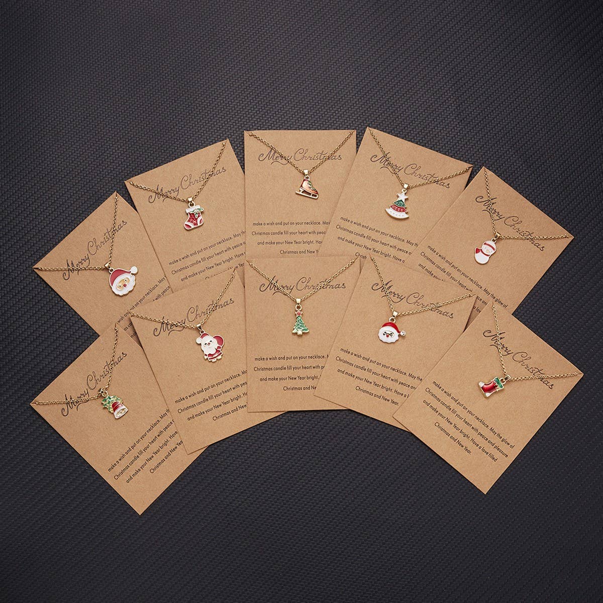 CWAJE2559_CHRISTMAS OIL PAPER CARD NECKLACE
