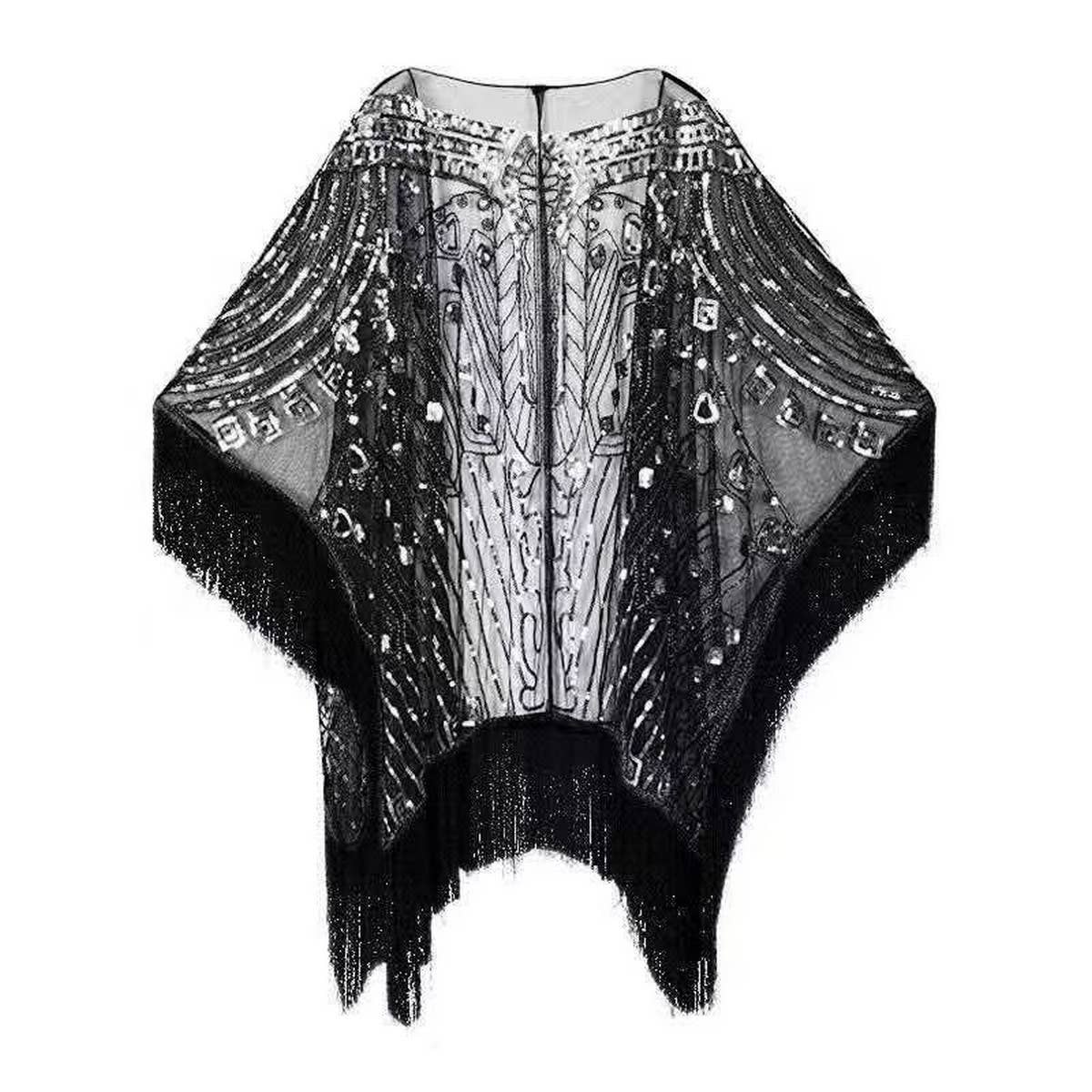 Elegant Sheer Sequin Fringe Wrap ? Formal Dress