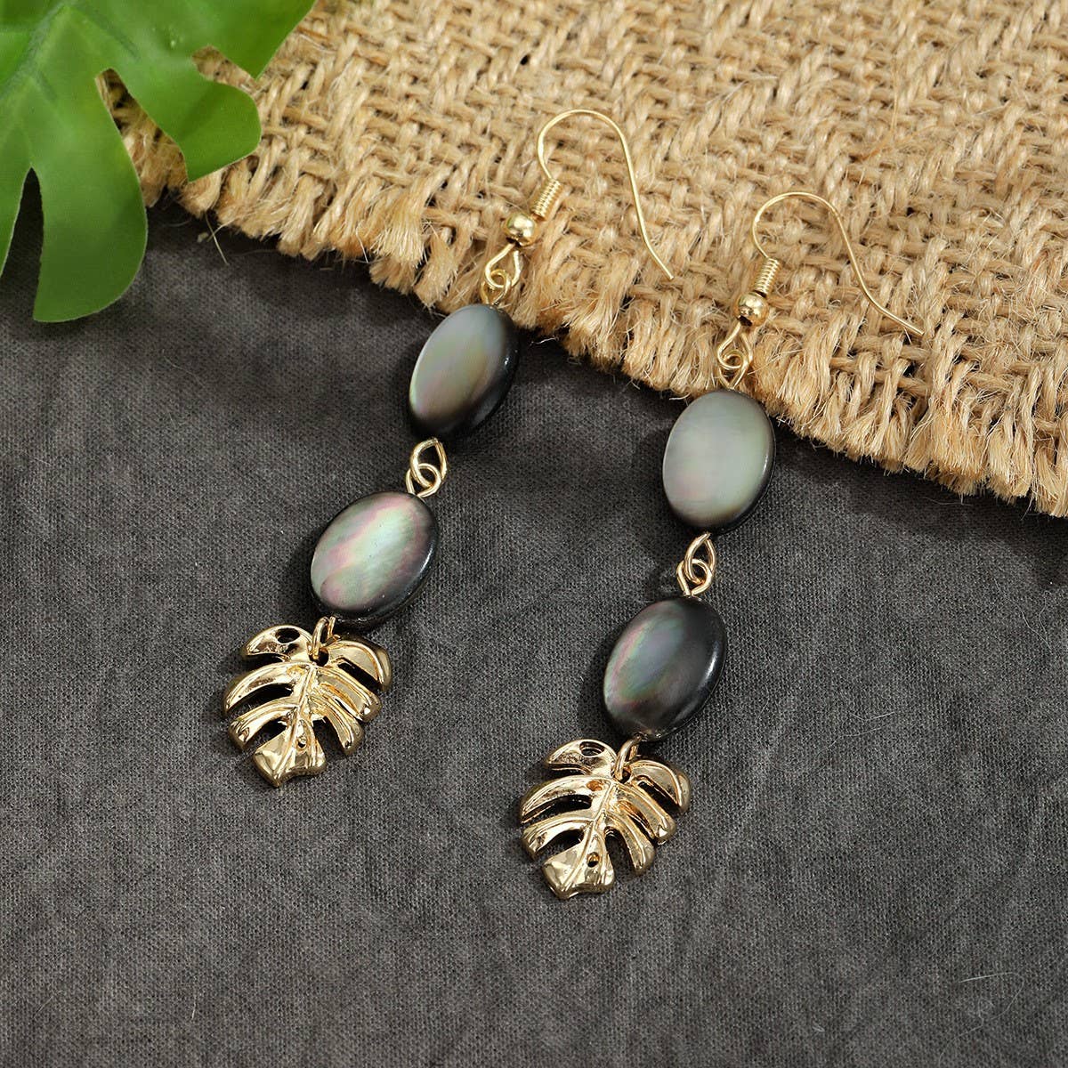 FASHIONABLE COLORFUL NATURAL ABALONE EARRINGS