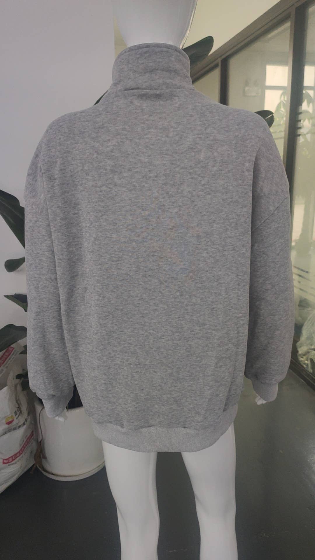 Fashion zip-up lapel solid color hoodie