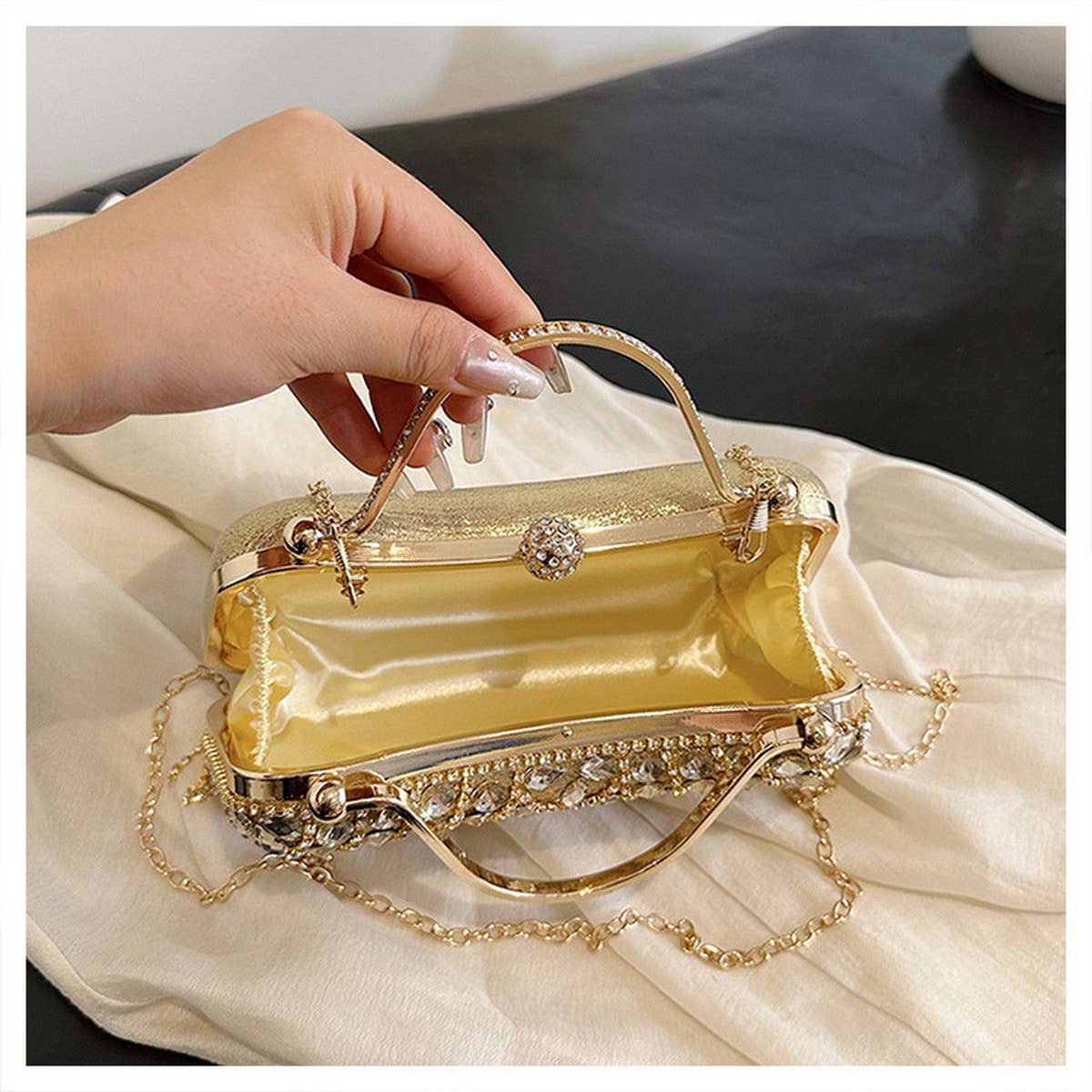 RHINESTONE CLUTCH BAG TASSEL LADY EVENING BAG_CWAB3251
