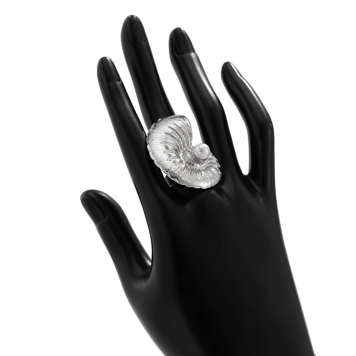 NEW BEACH IMITATION PEARL ADJUSTABLE ALLOY RING