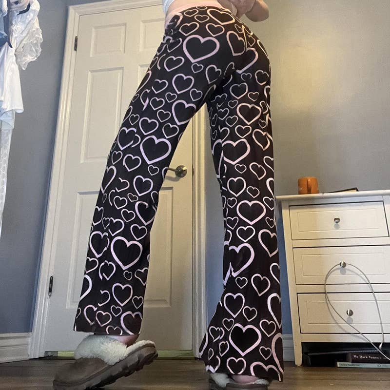 CASUAL LOVE PRINTED HIGH WAIST CASUAL PANTS