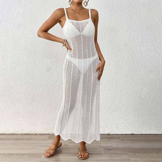 Woven hollow sexy slim dress holiday slip dress