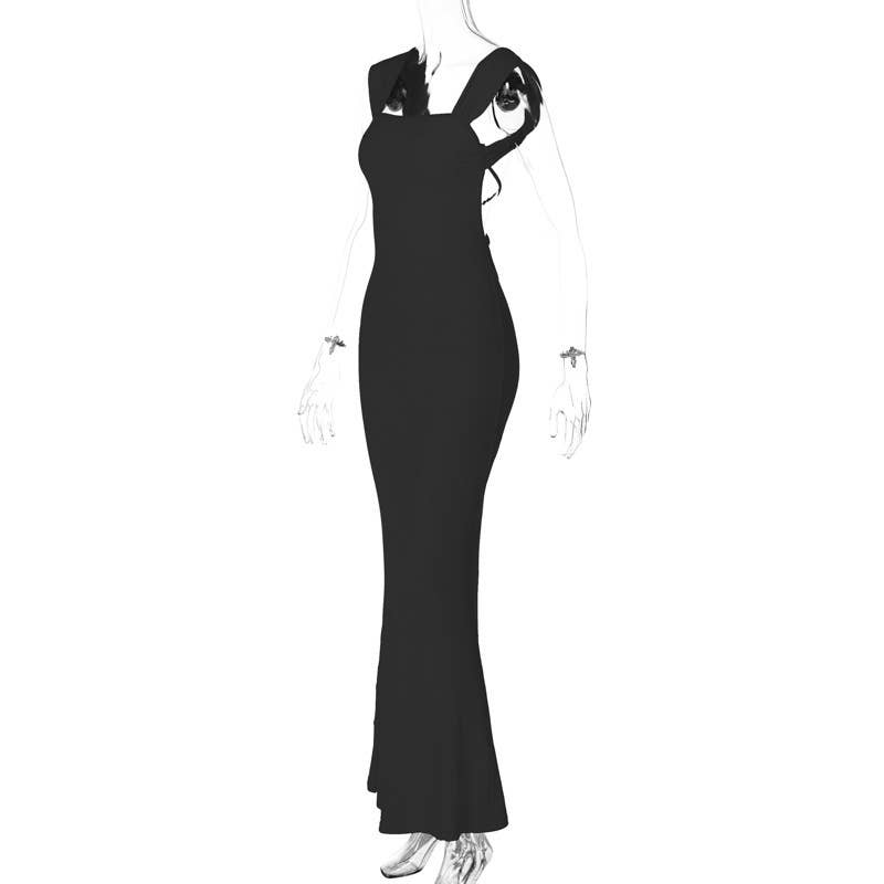 SOLID COLOR SLIM-FIT SLEEVELESS GOWN DRESS