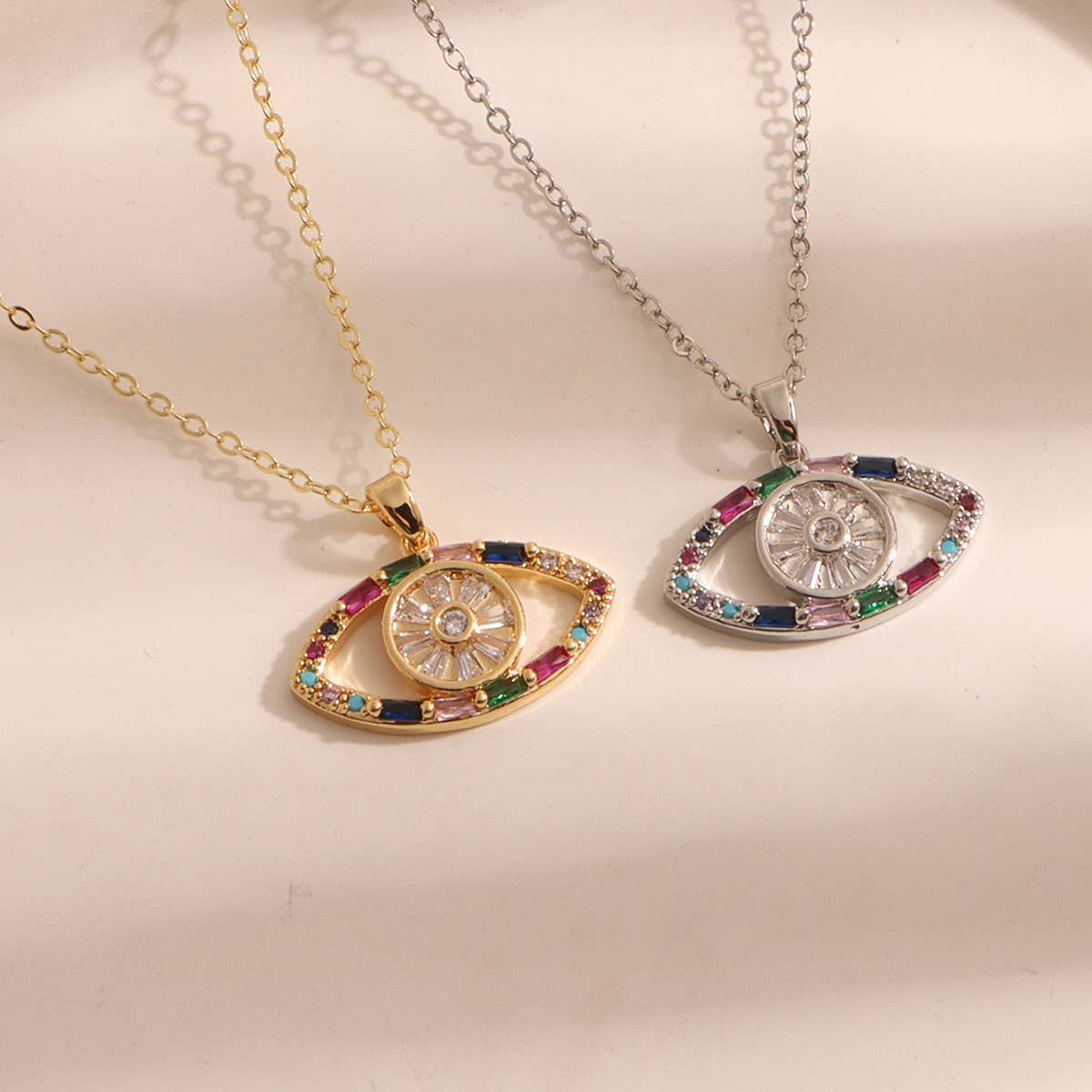 Zircon eye titanium steel collarbone chain