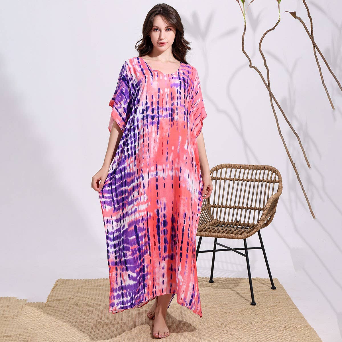 Tie-Dye Cotton Blend Beach Cover-Up Robe