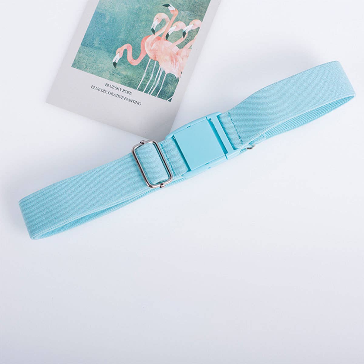 SOLID COLOR PLASTIC BUCKLE ELASTIC BELT_CWABE0681