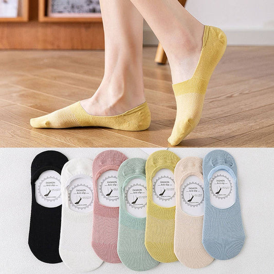 WOMEN'S SOLID COLOR HOLLOW MESH BOAT SOCKS