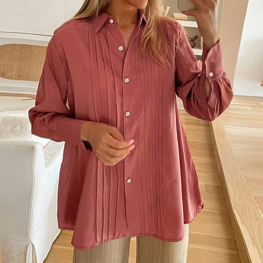 SOLID COLOR BASIC FASHION BUTTON-DOWN SHIRT
