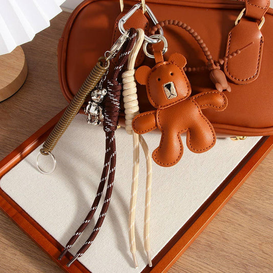 Movable Brown Bear Keychain ? Faux Leather & Alloy