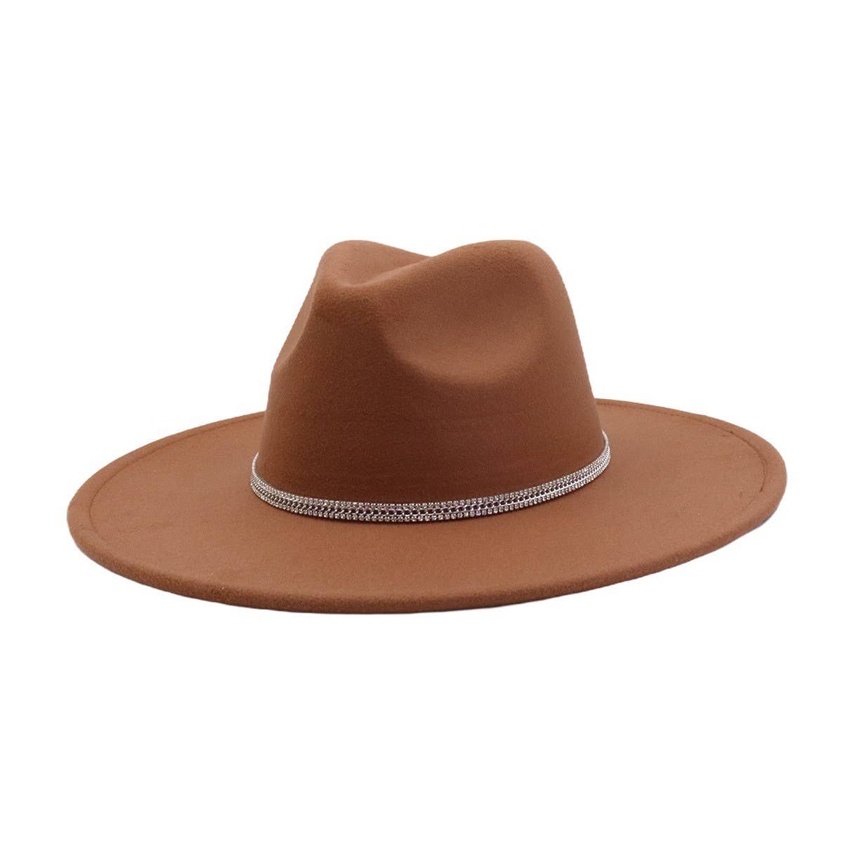 Unisex Wool Fedora Hat Ethnic Flat Brim Style_CWAH04402