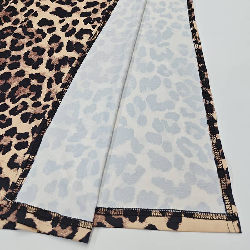 Irregular high-slit fashionable leopard dress