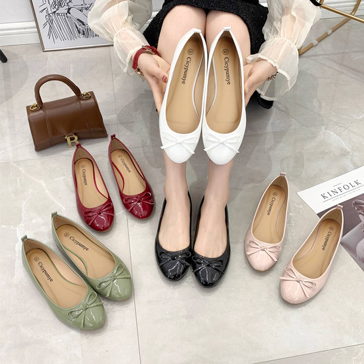 FLAT BOTTOM SOFT LEATHER BOW CASUAL WOMEN SHOES
