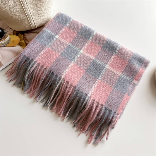 Plaid Faux Cashmere Scarf - Warm Winter Wrap_CWASC1446