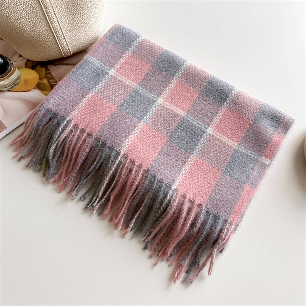 Plaid Faux Cashmere Scarf - Warm Winter Wrap_CWASC1446