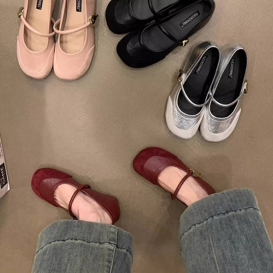Vintage Leather Mary Janes with Hidden Wedge