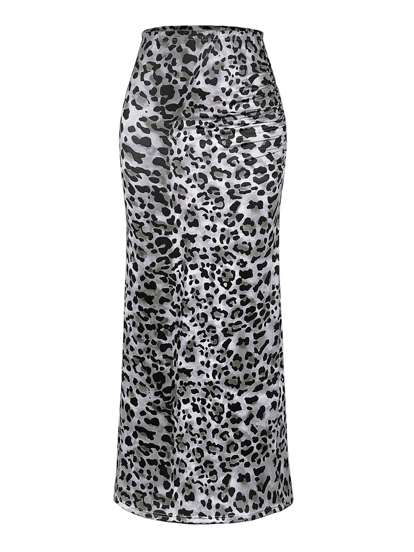 Split high-waisted leopard print hip wrap skirt