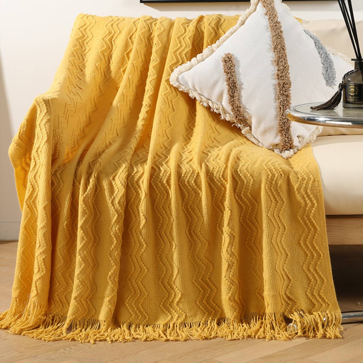 KNITTED SOFT WARM SOFA BLANKET BED END BLANKET