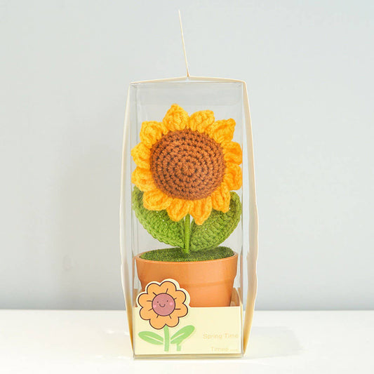 CWMM9268_KNITTED SUNFLOWER POTTED DESKTOP ORNAMENT