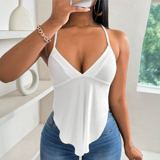 Sexy Backless Strap Top with Slim Fit Design