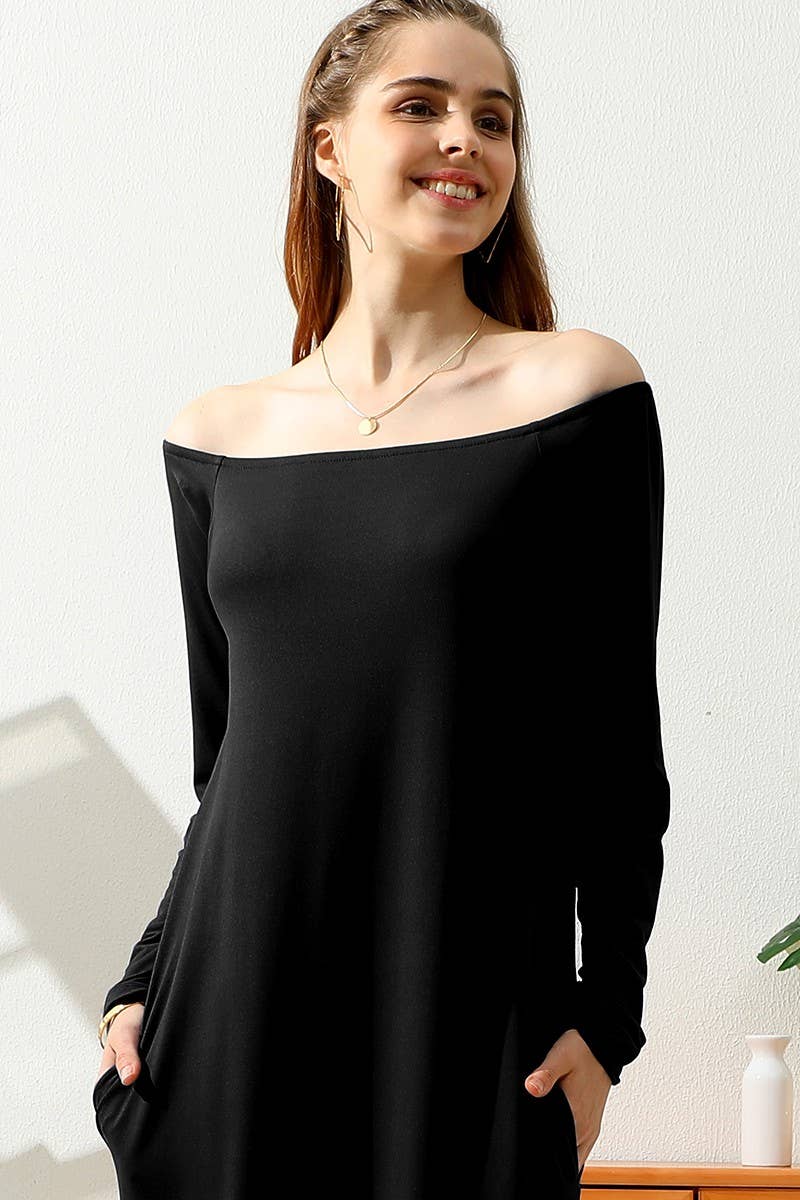 CWDMD817_OFF SHOULDER ROUND HEM MAXI DRESS WITH POCKETS
