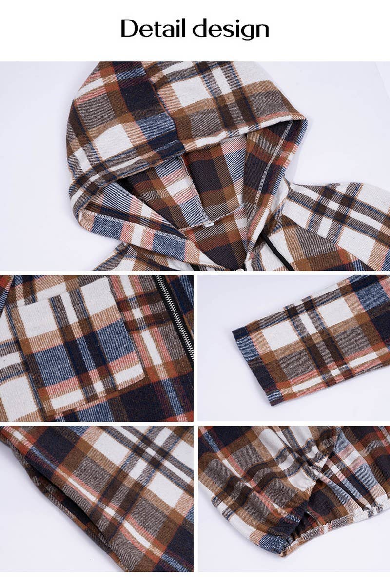 CWOCO0257_CASUAL LOOSE CONTRAST ZIP HOODED JACKET