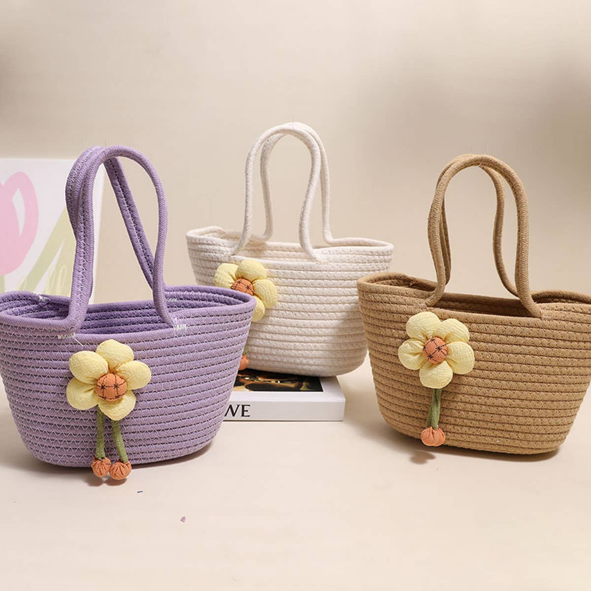 CASUAL FLOWER PORTABLE STRAW BAG_CWAB1870