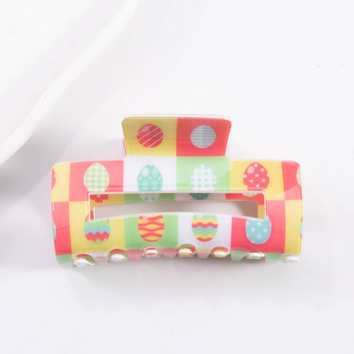 CWAHA1390_COLOR MATCHING PRINTED RECTANGLE HAIR CLAW CLIP