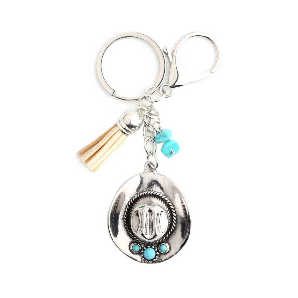 Boho Cowboy Hat Keychain with Vintage Western Charm_CWAB5083