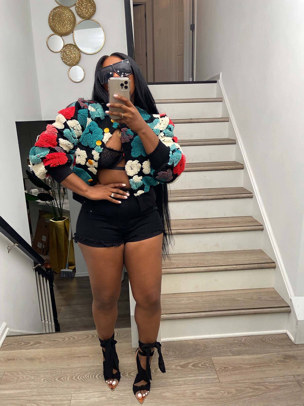 VINTAGE THREE-DIMENSIONAL FLOWER LOOSE CARDIGAN