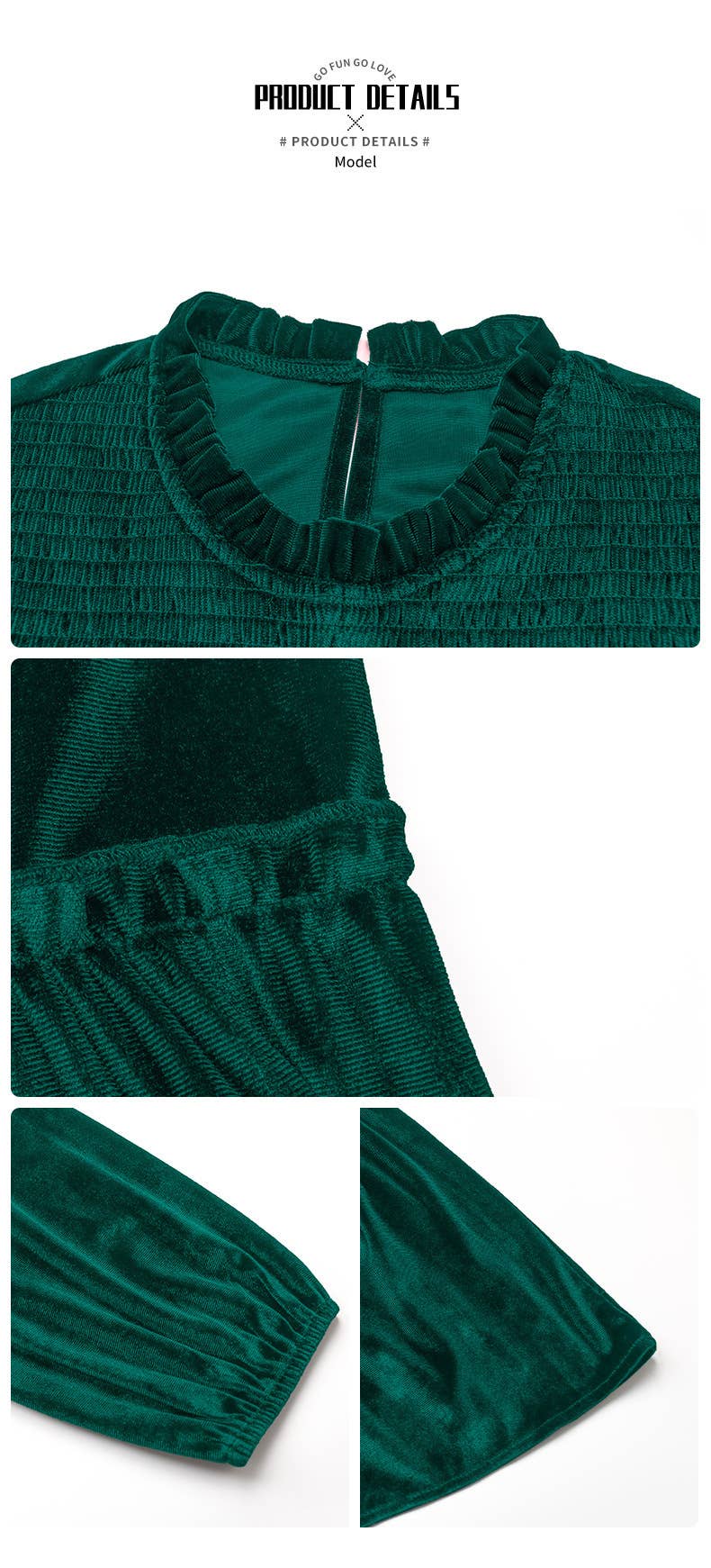 VELVET RUFFLED PATCHWORK PULLOVER DRESS