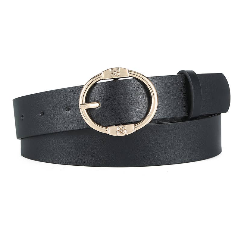 Slimming round pin buckle women's PU belt