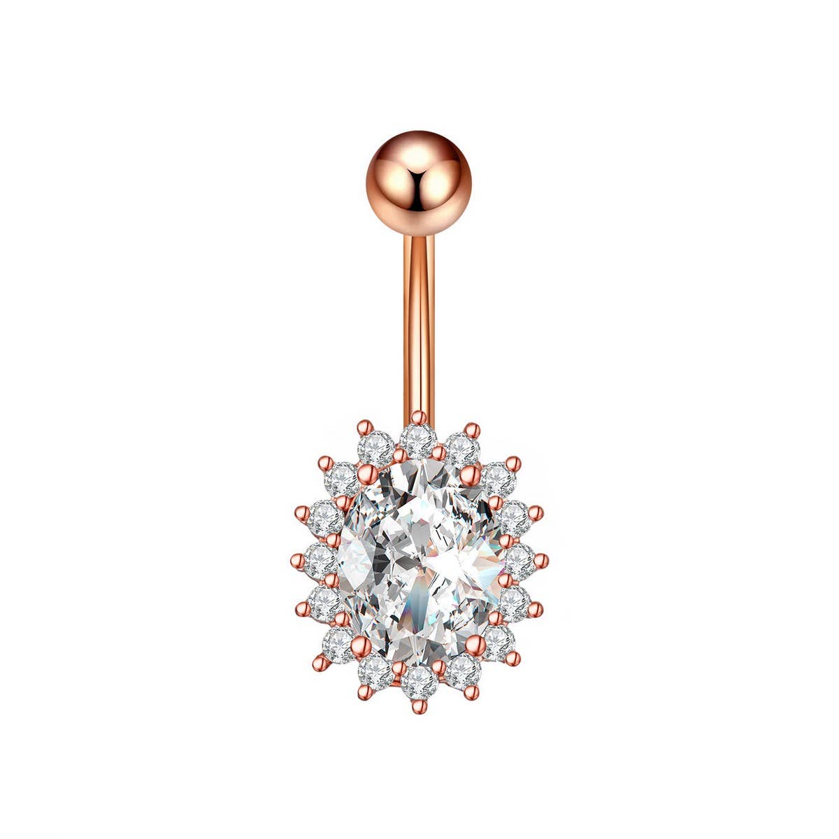 Copper Sunflower Gear CZ Belly Ring for Women