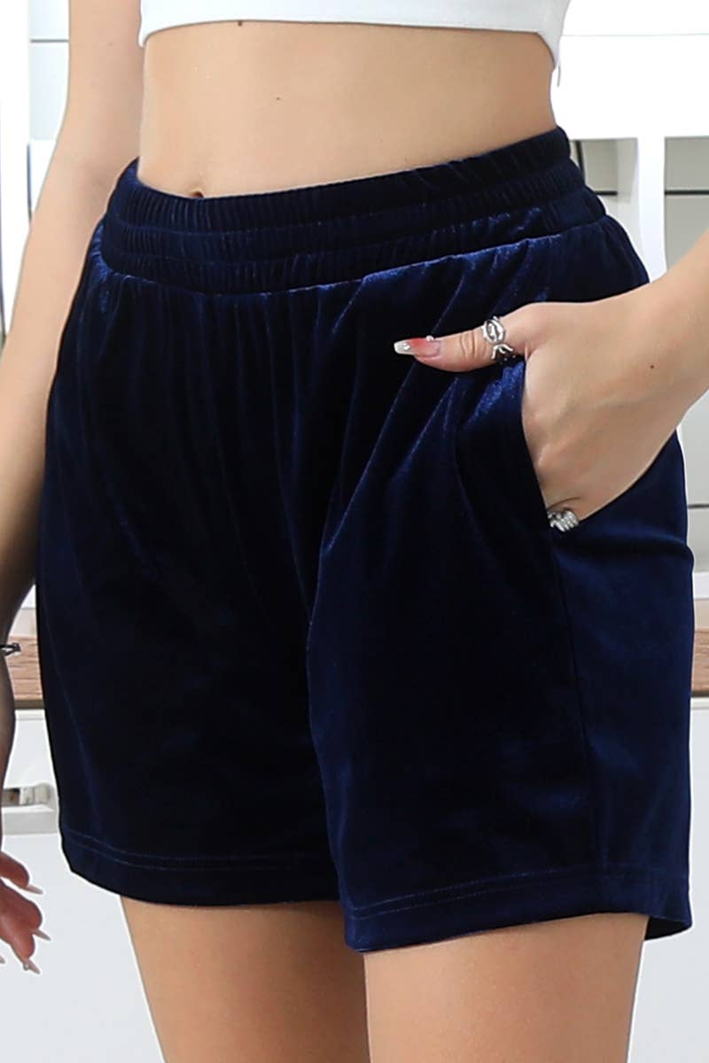 CWBSP132_HIGH WAIST SHORTS VELVET PANTS WITH SLANT POCKETS