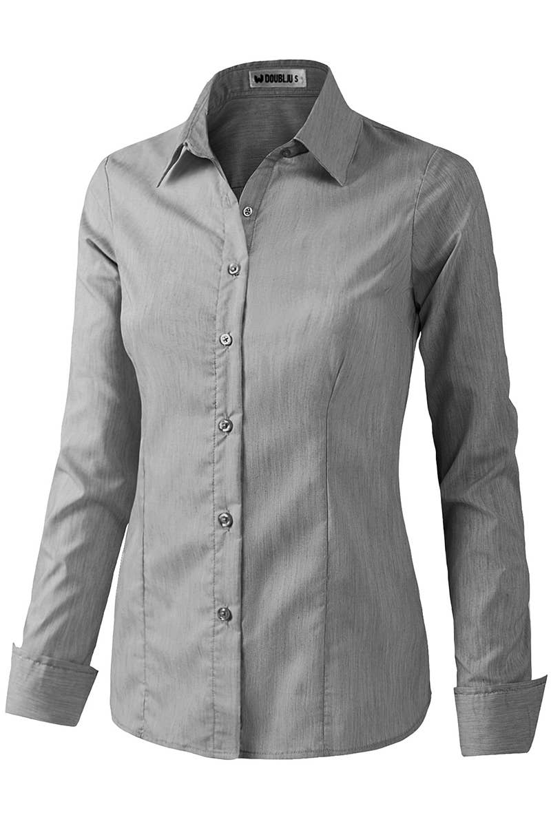 LADIES CASUAL LONG SLEEVE BUTTON UP SHIRT_CWTDSL027