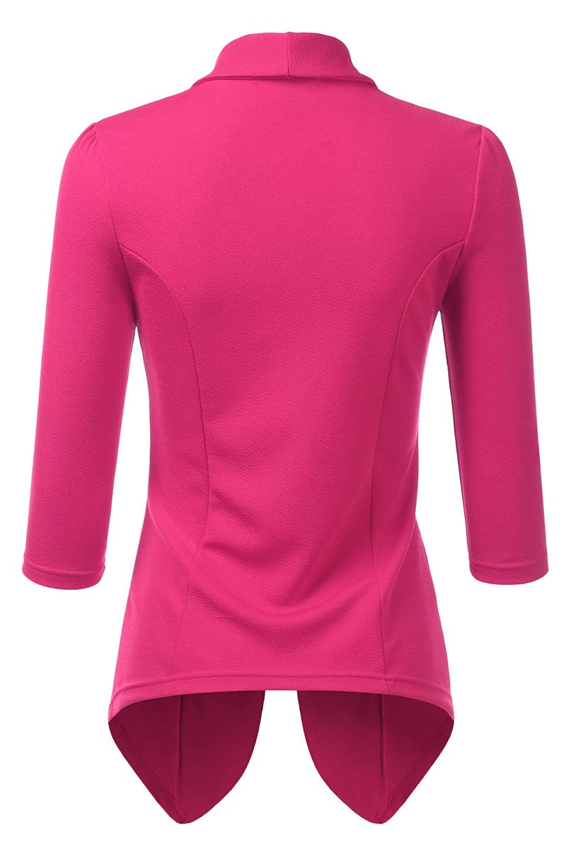 CWOBL089_Casual Work 3/4 Sleeve Open Front Blazer