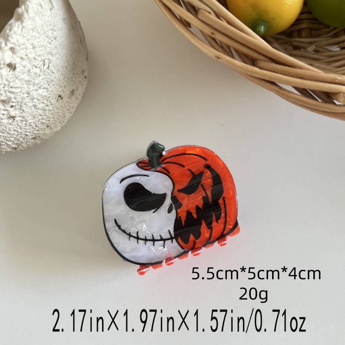 CWAHA07711_HALLOWEEN GHOST SKULL PUMPKIN CLAW CLIP