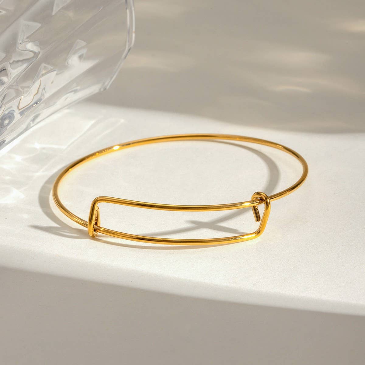 Classic Adjustable 18K Gold Plated Steel Bangle