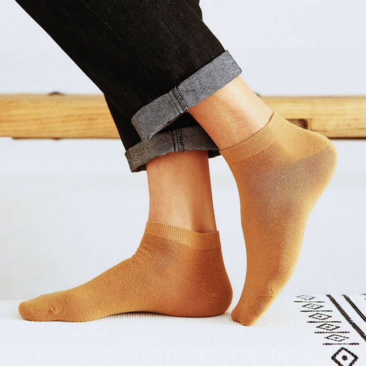 MEN'S CASUAL SOLID COLOR COTTON SOCKS