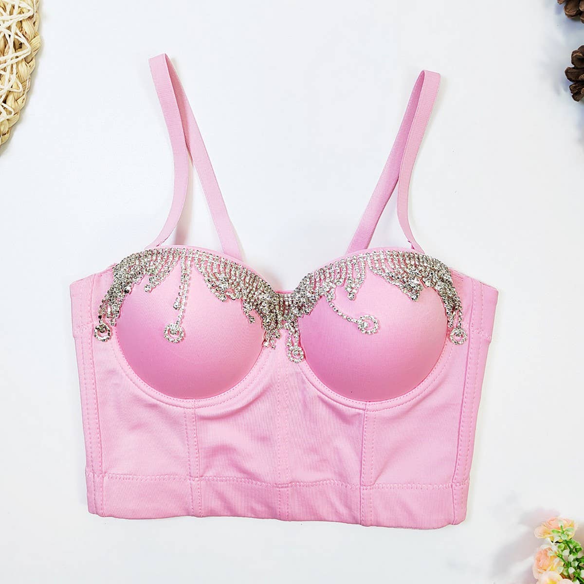 TEARDROP RHINESTONE WAIST HERRINGBONE CORSET