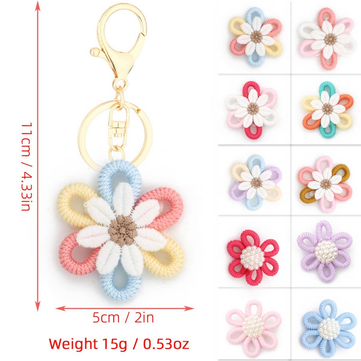 Daisy Woven Pendant Yarn Sunflower Keychain_CWAB5010