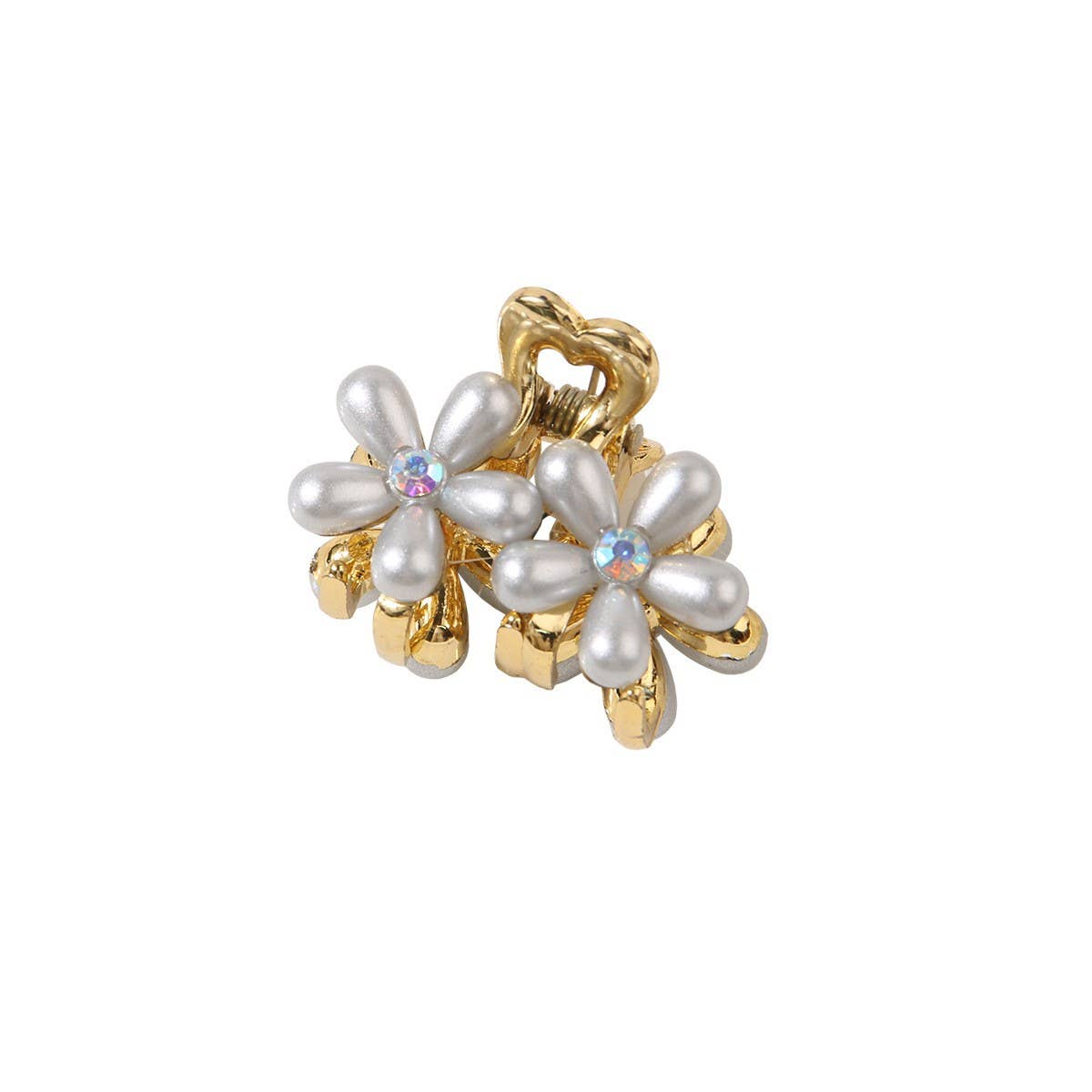 CWAHA07458_PEARL RHINESTONE FLOWER CLAW CLIP FOR BANGS