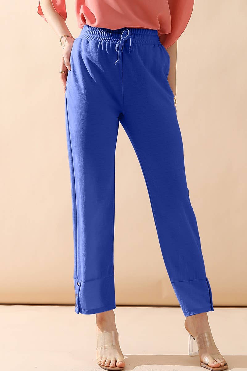 CWBLP424_BANDED LONG LEG STRAGHIT PANTS WITH POCKET