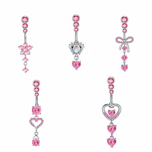 Butterfly CZ Belly Ring with Stainless Steel Bar_CWMM9250