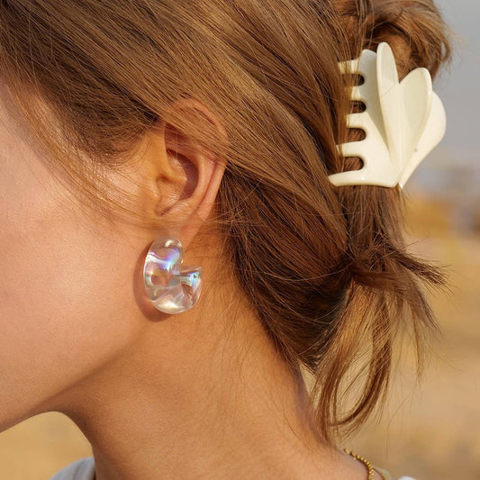 NEW GEOMETRIC COLOR GRADIENT MOON EARRINGS